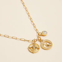 Gold Dipped Moon & Star Charm Necklace