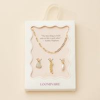 Gold Dipped Charming "Love" Pendant Necklace with Heart and Pearl Accents