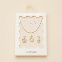 Elegant Gold Dipped 18K Butterfly and Teardrop Charm Necklace