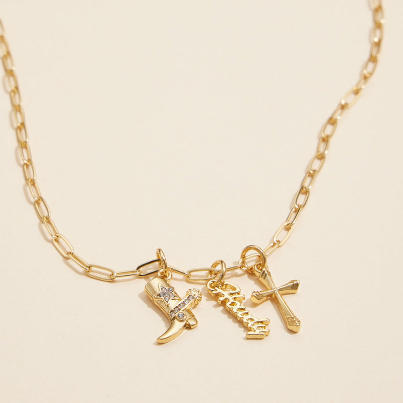 Gold Dipped 18K Western Charm Necklace