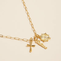 Cross, Believe, and Compass Gold Dipped 18K Charms Necklace