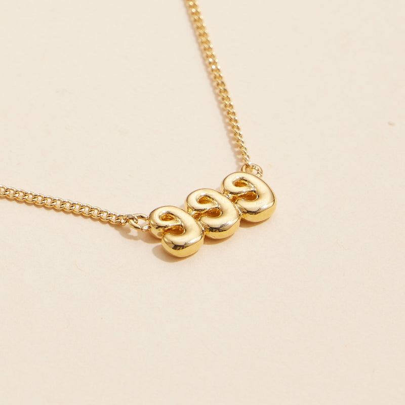 Angel Number "999" 18K Gold Dipped Necklace