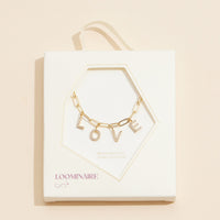 Sparkling "Love"  Cubic Zirconia 18K Gold Charm Necklace