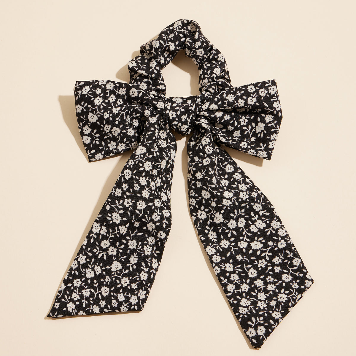 Floral Bow Scrunchie with Long Ribbon Tails