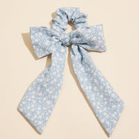 Floral Bow Scrunchie with Long Ribbon Tails