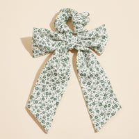 Floral Bow Scrunchie with Long Ribbon Tails