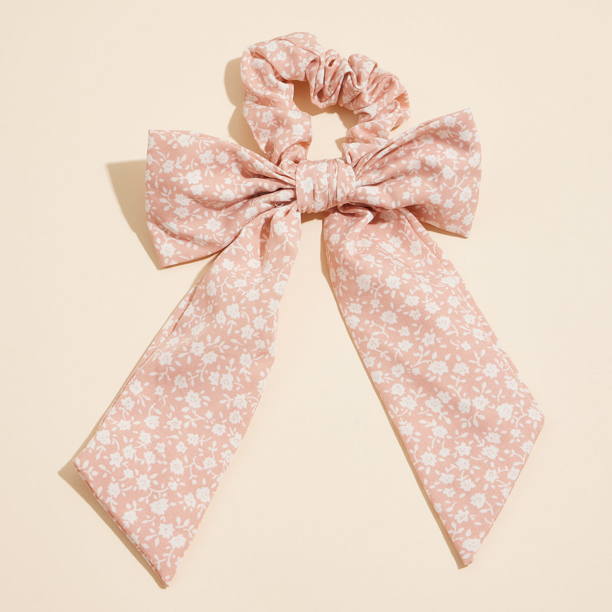 Floral Bow Scrunchie with Long Ribbon Tails