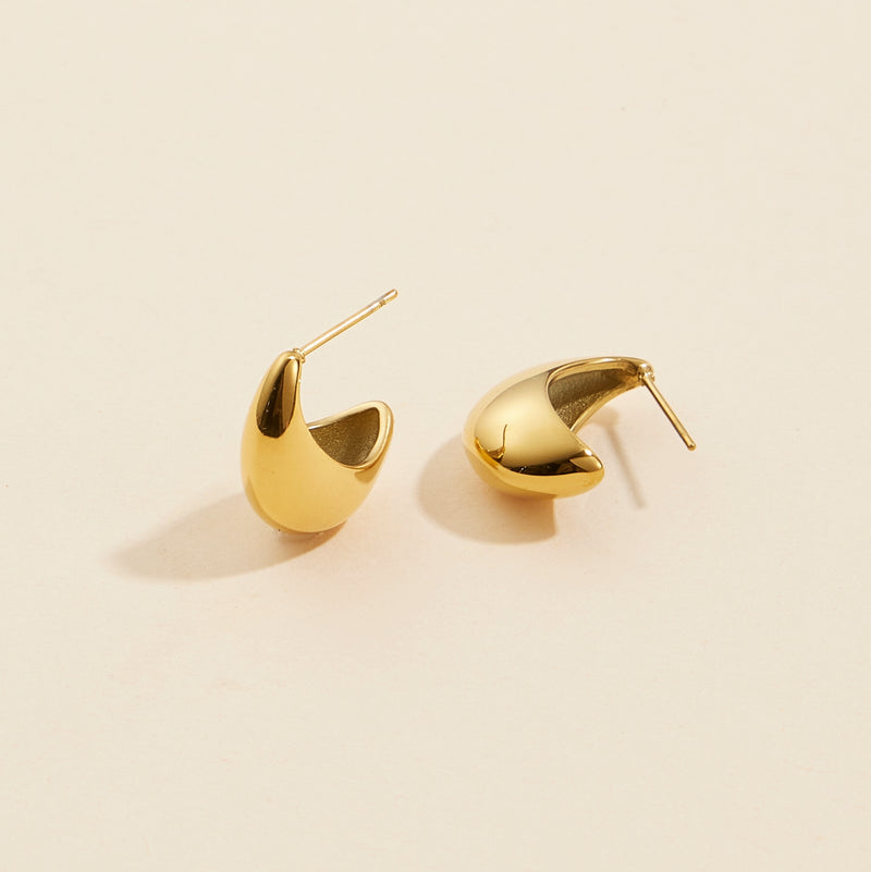 Water Drop Gold Dip Stainless Steel Earrings