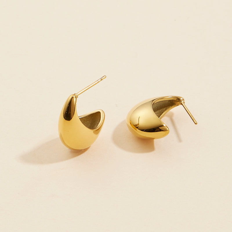 Water Drop Gold Dip Stainless Steel Earrings