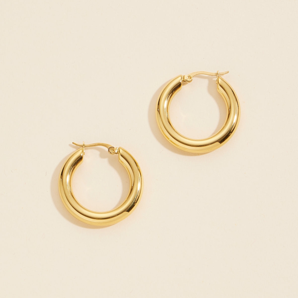 Gold Dip Basic Stainless Steel Hoop Earrings