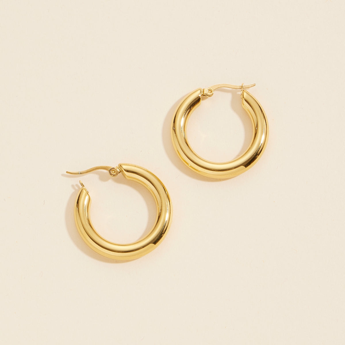 Gold Dip Basic Stainless Steel Hoop Earrings