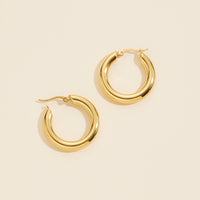 Gold Dip Basic Stainless Steel Hoop Earrings