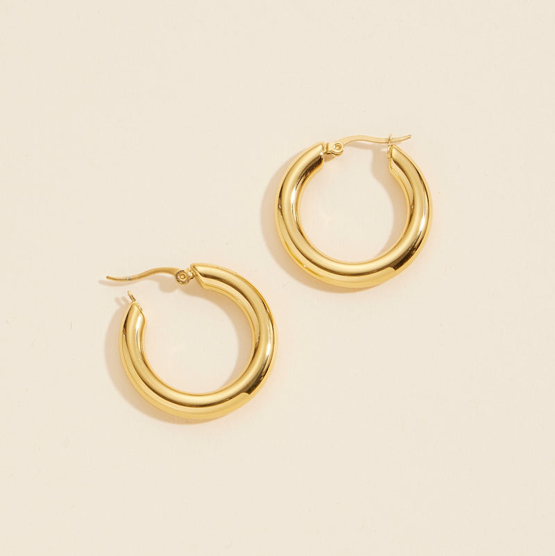 Gold Dip Basic Stainless Steel Hoop Earrings