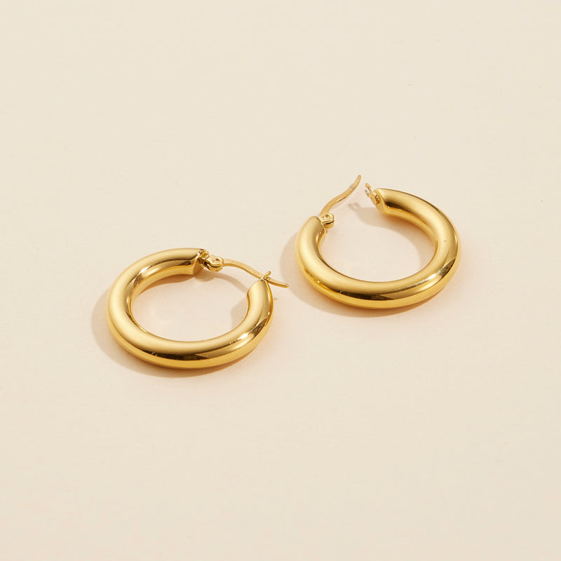 Gold Dip Basic Stainless Steel Hoop Earrings