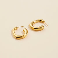 Gold Dip Stainless Steel Open Hoop Earrings