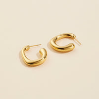 Gold Dip Stainless Steel Open Hoop Earrings