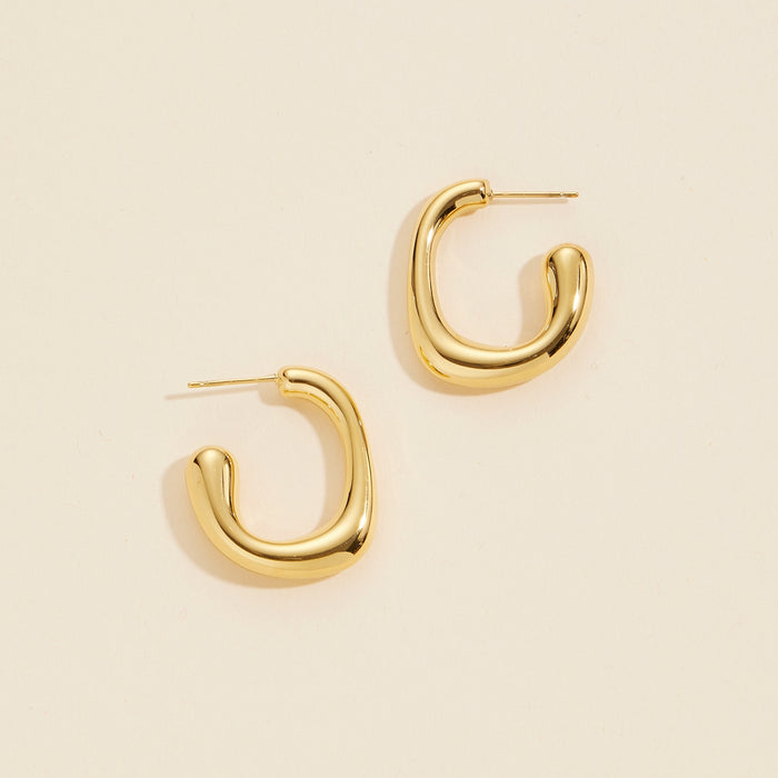 Gold Dip Stainless Steel Open Hoop Earrings