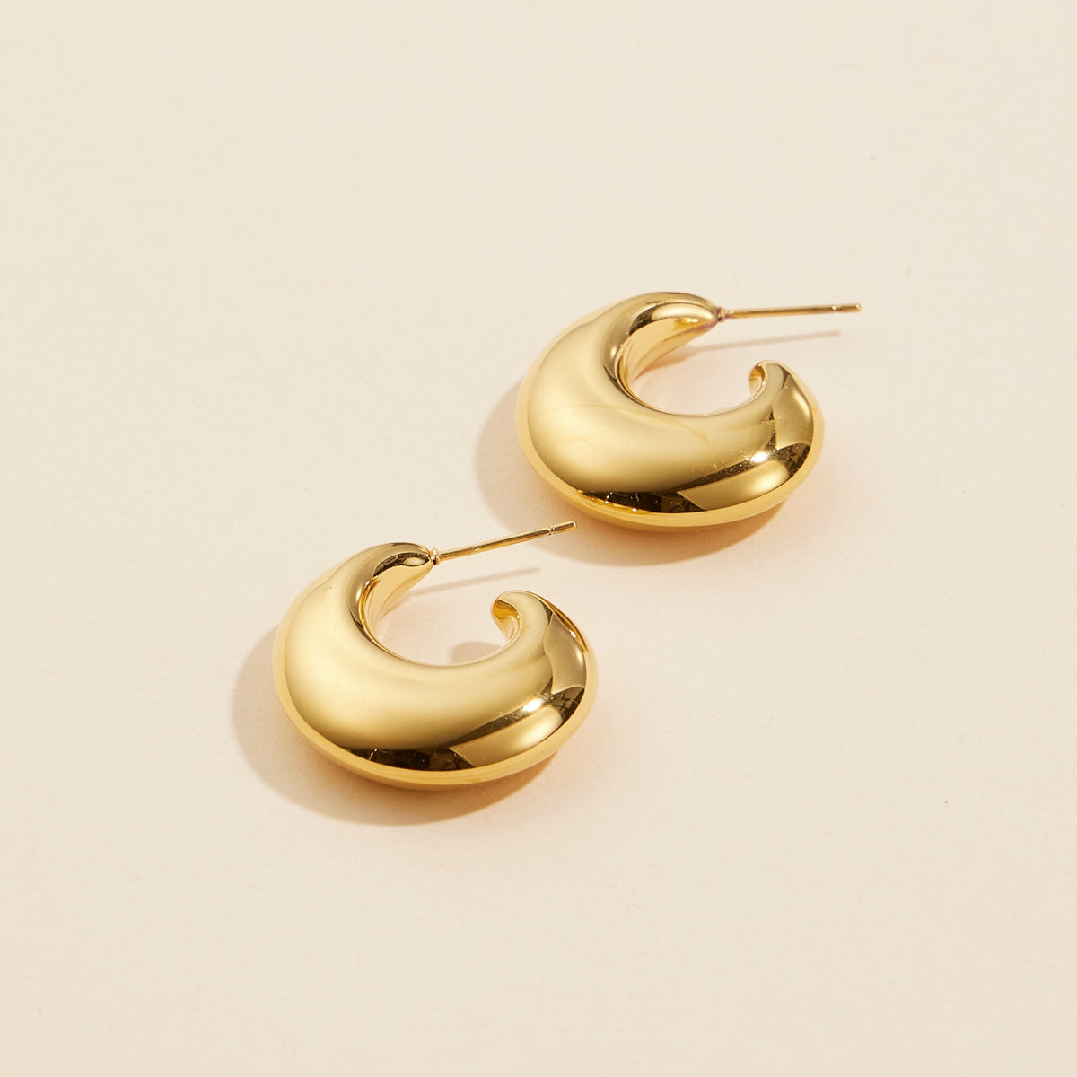 Gold Dip Stainless Steel Open Hoop Earrings