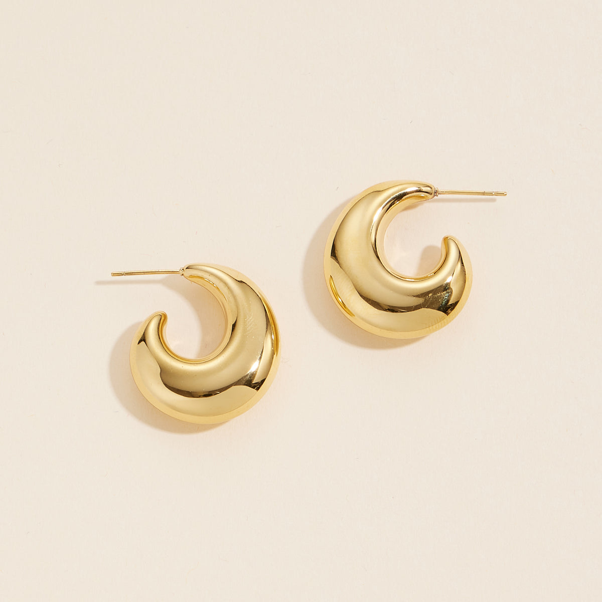 Gold Dip Stainless Steel Open Hoop Earrings