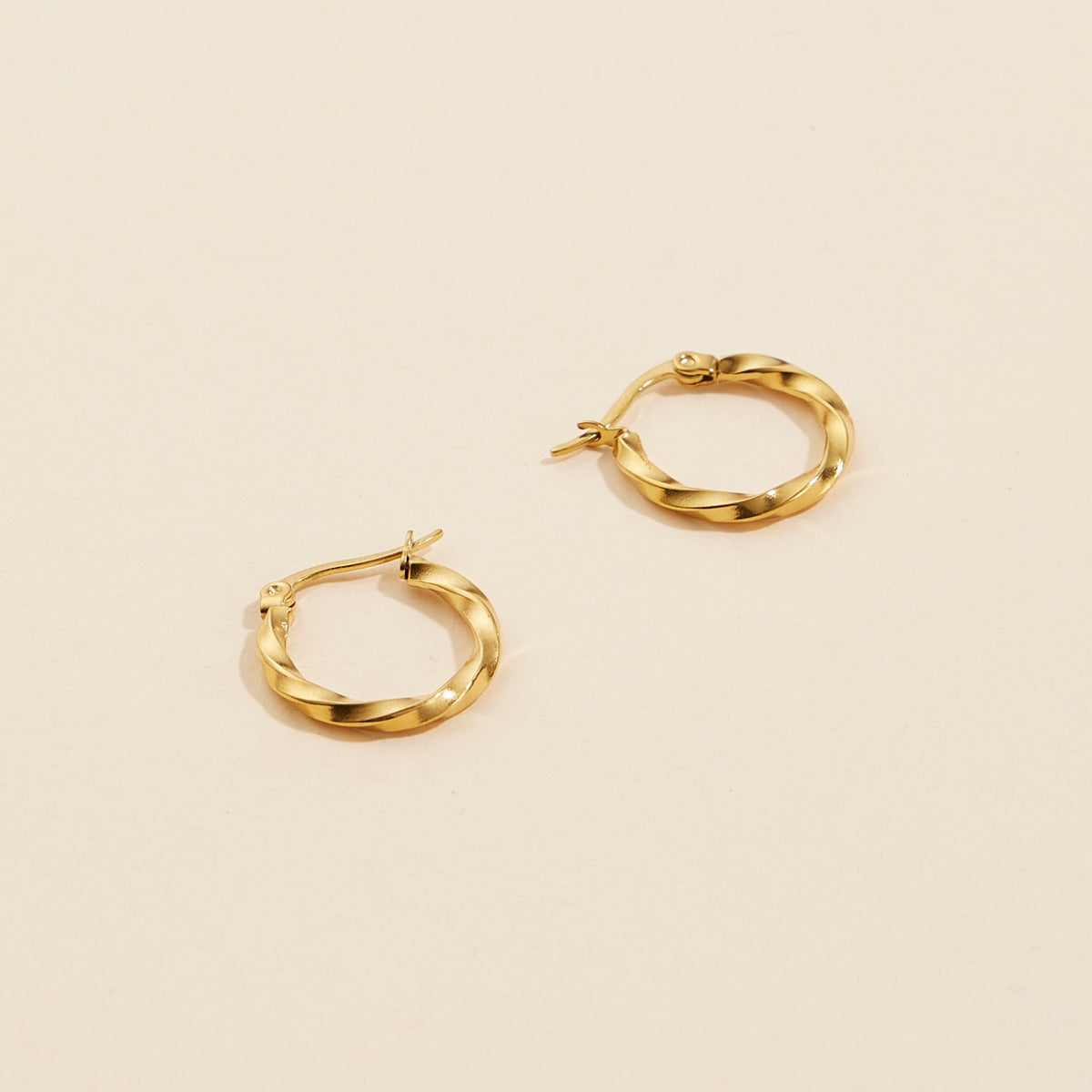 Gold Dip Stainless Steel Twisted Hoop Earrings