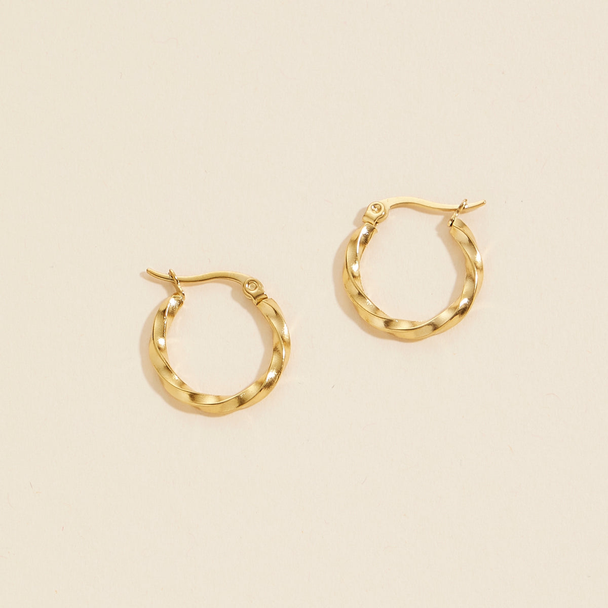 Gold Dip Stainless Steel Twisted Hoop Earrings