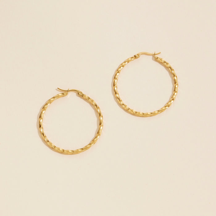 Gold Dip Stainless Steel Twisted Hoop Earrings