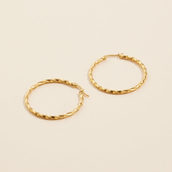 Gold Dip Stainless Steel Twisted Hoop Earrings