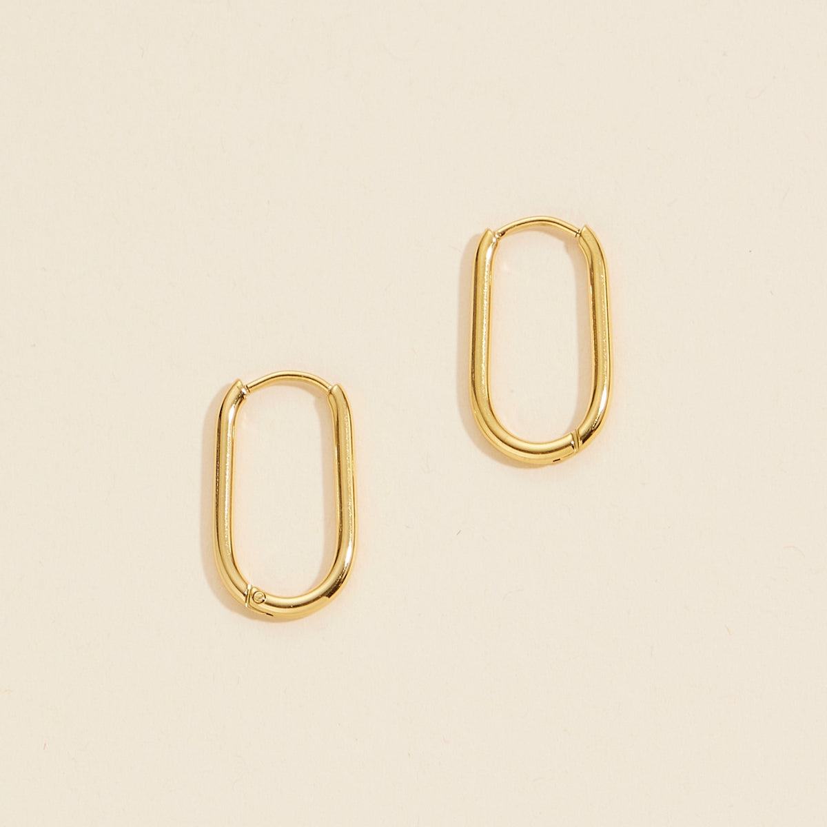 Gold Dip Stainless Steel Oval Hoop Earrings