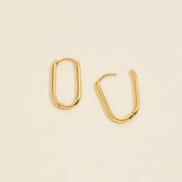 Gold Dip Stainless Steel Oval Hoop Earrings