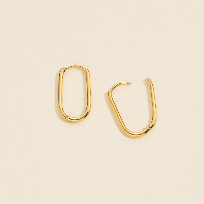 Gold Dip Stainless Steel Oval Hoop Earrings