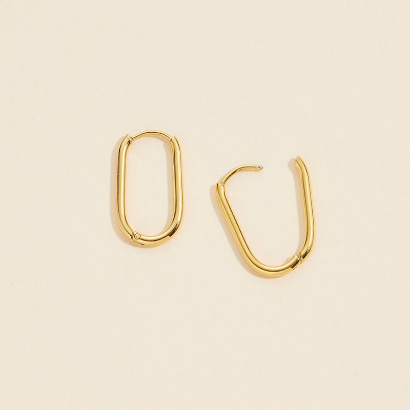 Gold Dip Stainless Steel Oval Hoop Earrings