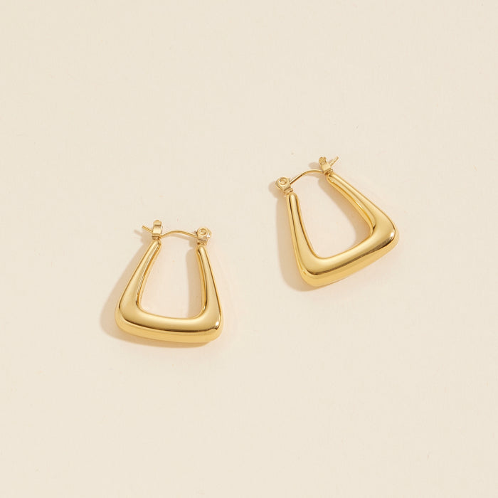 Geometric Gold Dip Stainless Steel Hoop Earrings