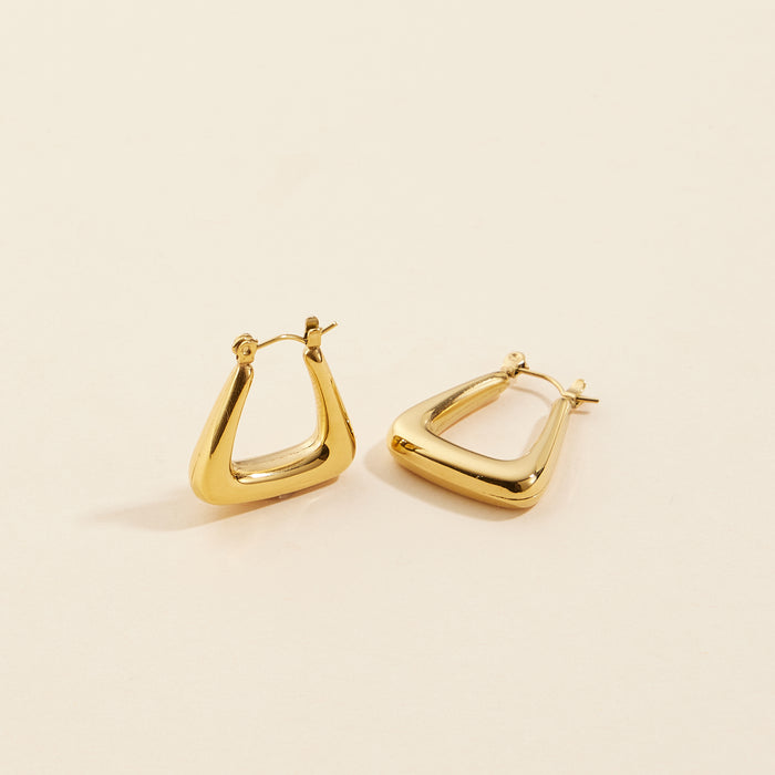 Geometric Gold Dip Stainless Steel Hoop Earrings