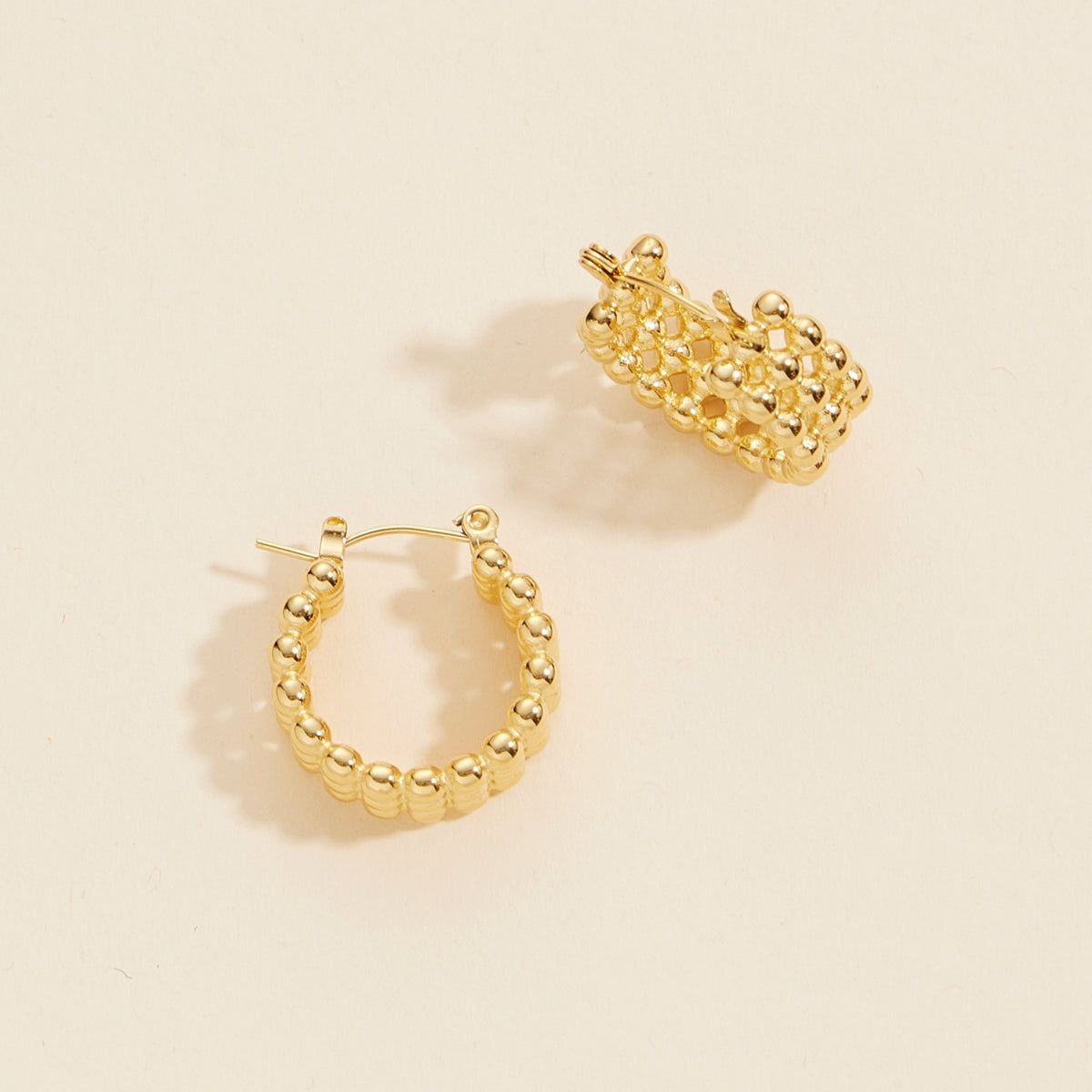 Gold Dip Bubbled Stainless Steel Hoop Earrings