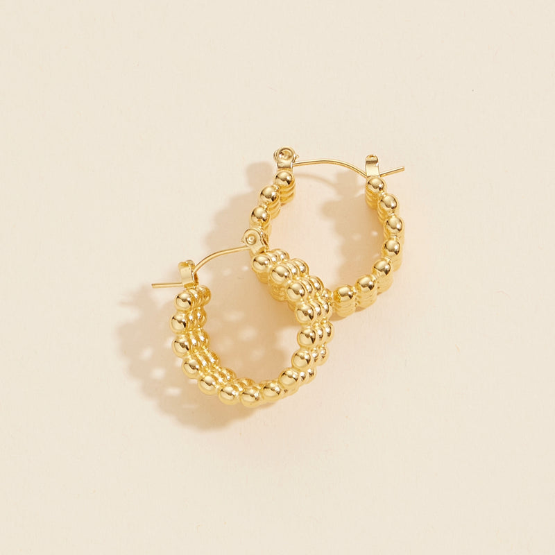 Gold Dip Bubbled Stainless Steel Hoop Earrings