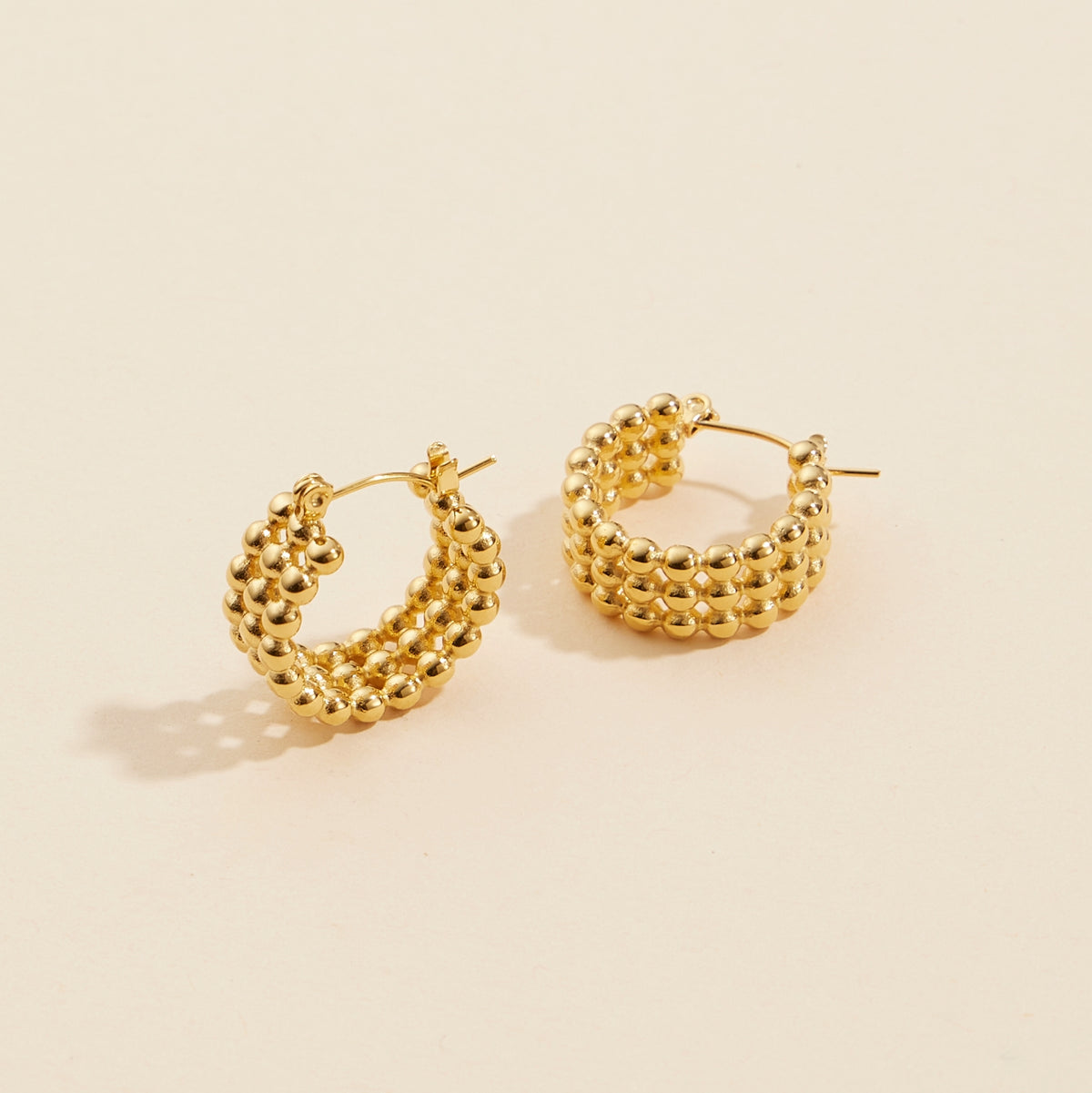 Gold Dip Bubbled Stainless Steel Hoop Earrings