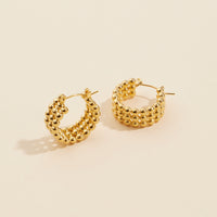 Gold Dip Bubbled Stainless Steel Hoop Earrings