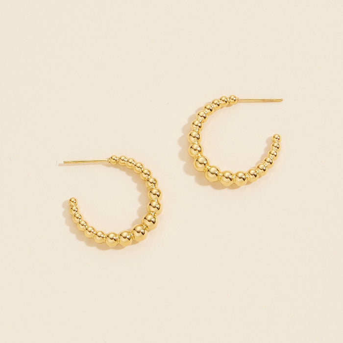 Gold Dip Bubbled Stainless Steel Open Hoop Earrings