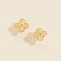 Clover Gold Dip Stainless Steel Stud Earrings