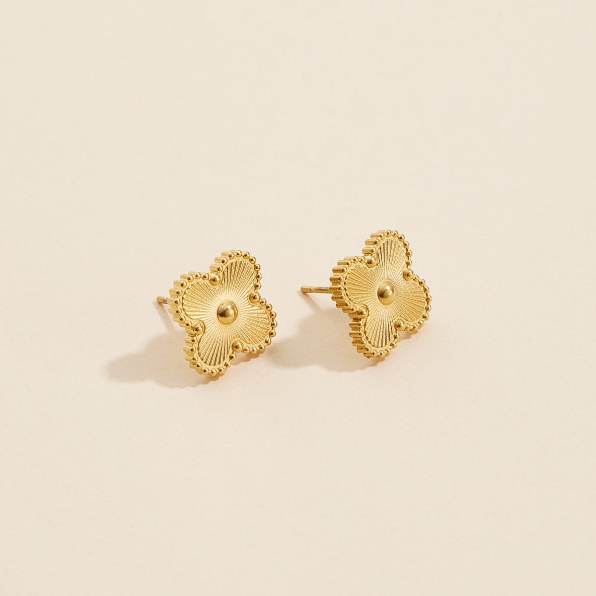 Clover Gold Dip Stainless Steel Stud Earrings