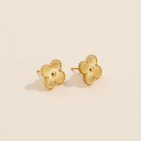 Clover Gold Dip Stainless Steel Stud Earrings