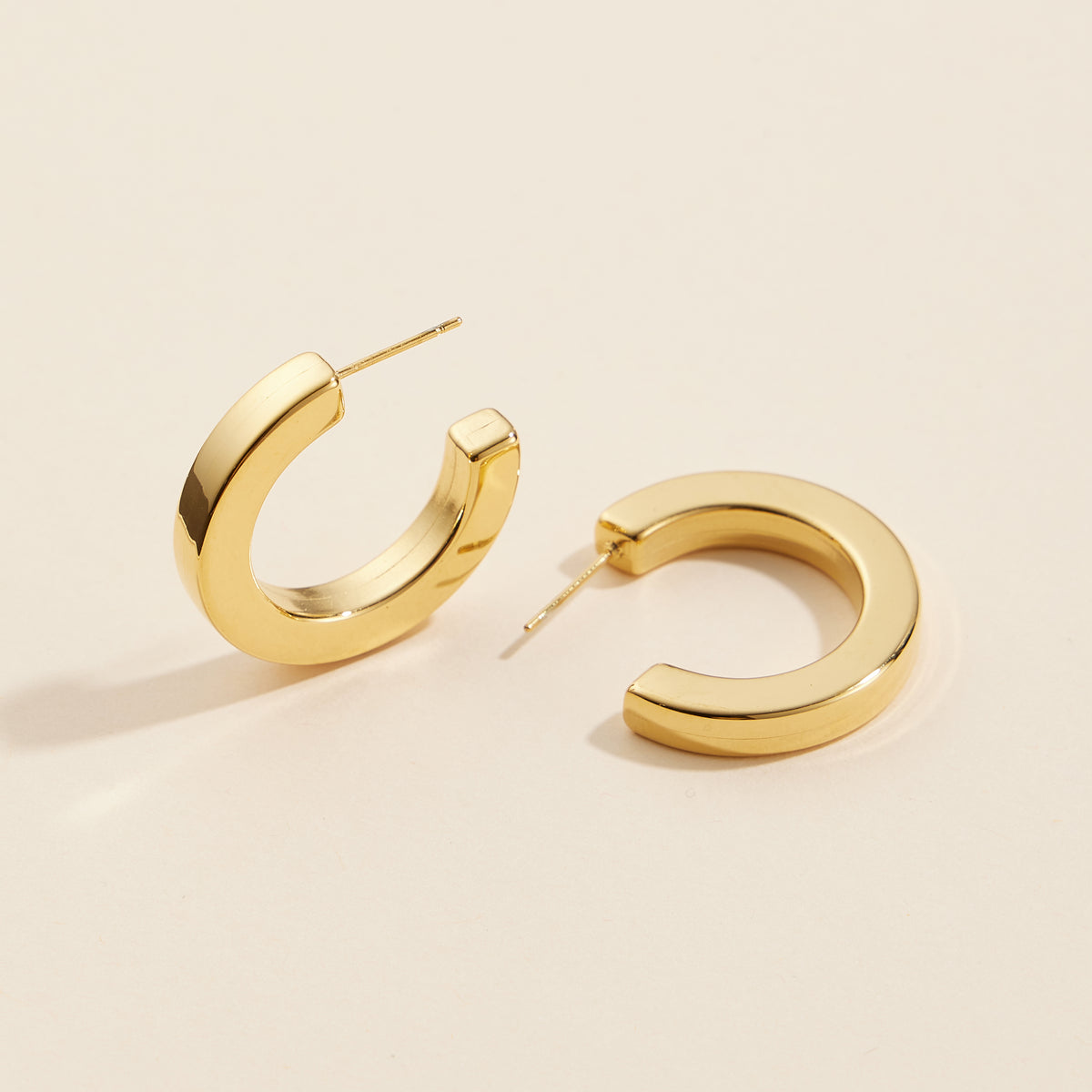 Gold Dip Basic Stainless Steel Open Hoop Earrings