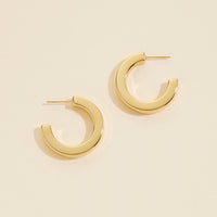 Gold Dip Basic Stainless Steel Open Hoop Earrings