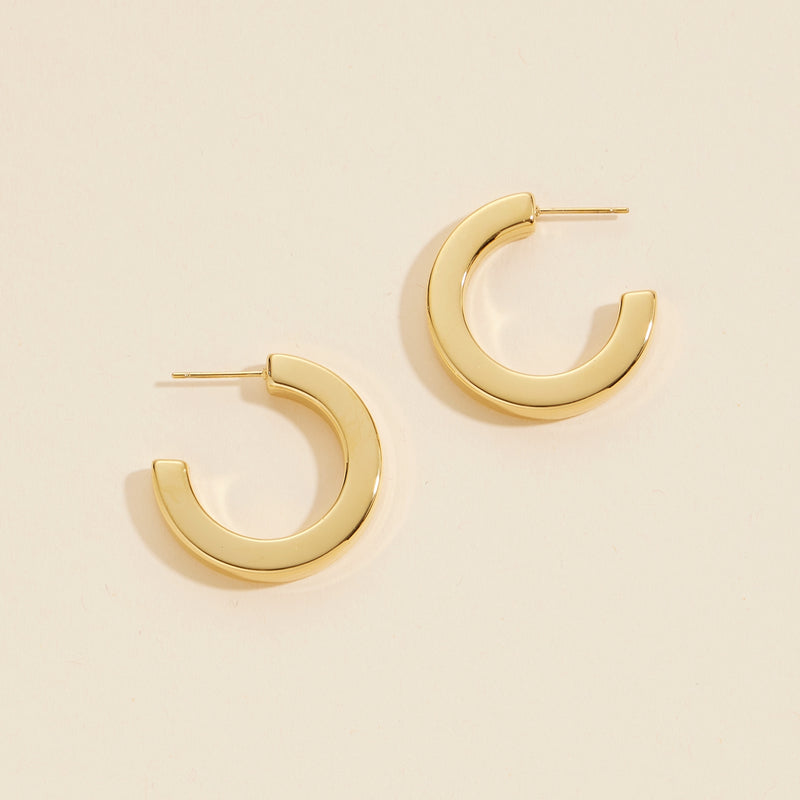 Gold Dip Basic Stainless Steel Open Hoop Earrings