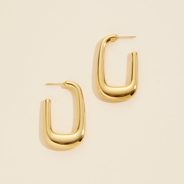 Gold Dip Basic Stainless Steel Open Hoop Earrings