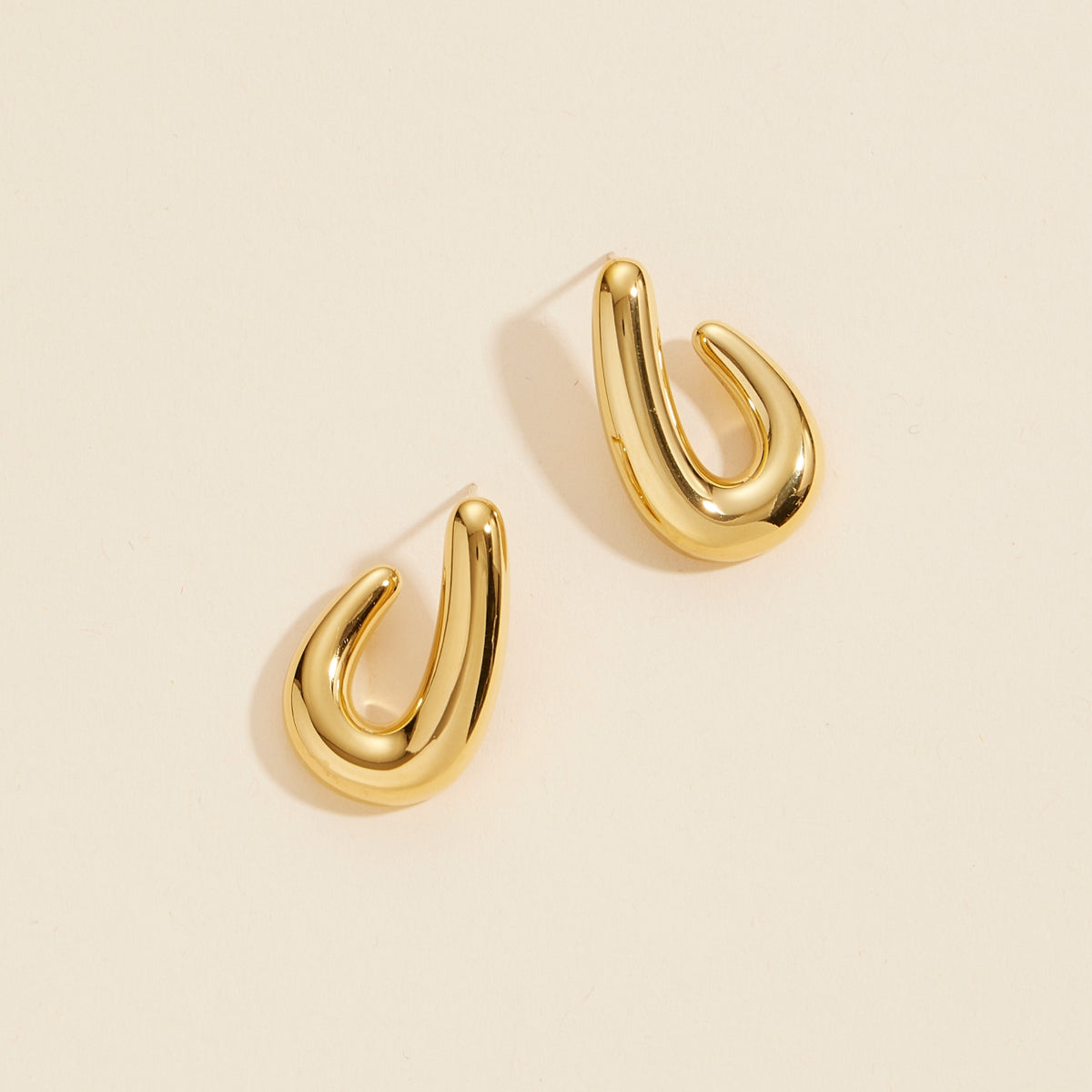 18K Gold Dip Organic Shape Stainless Steel Open Hoops