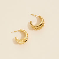 Gold Dip Basic Stainless Steel Open Hoop Earrings