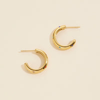 Rhinestones Gold Dip Stainless Steel Hoop Earrings