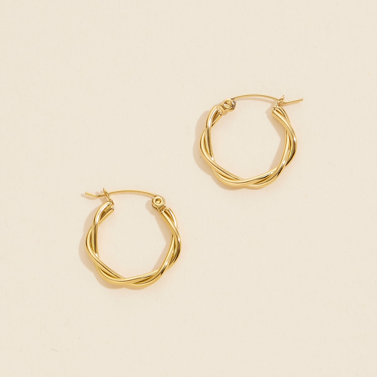 Twisted Gold Dip Stainless Steel Hoop Earrings