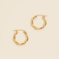 Twisted Gold Dip Stainless Steel Hoop Earrings